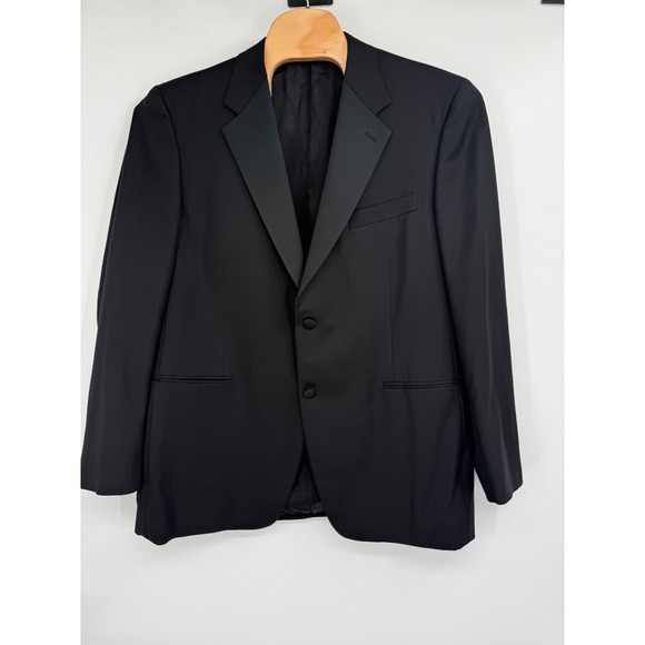 Canali Tuxedo Men Italy Wool Black 2 Button Satin Notch Lapel Jacket & Pants 58L - Picture 1 of 16